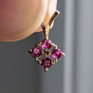 Tiny Vintage Ruby 14K Gold Ruby Flower Pendant